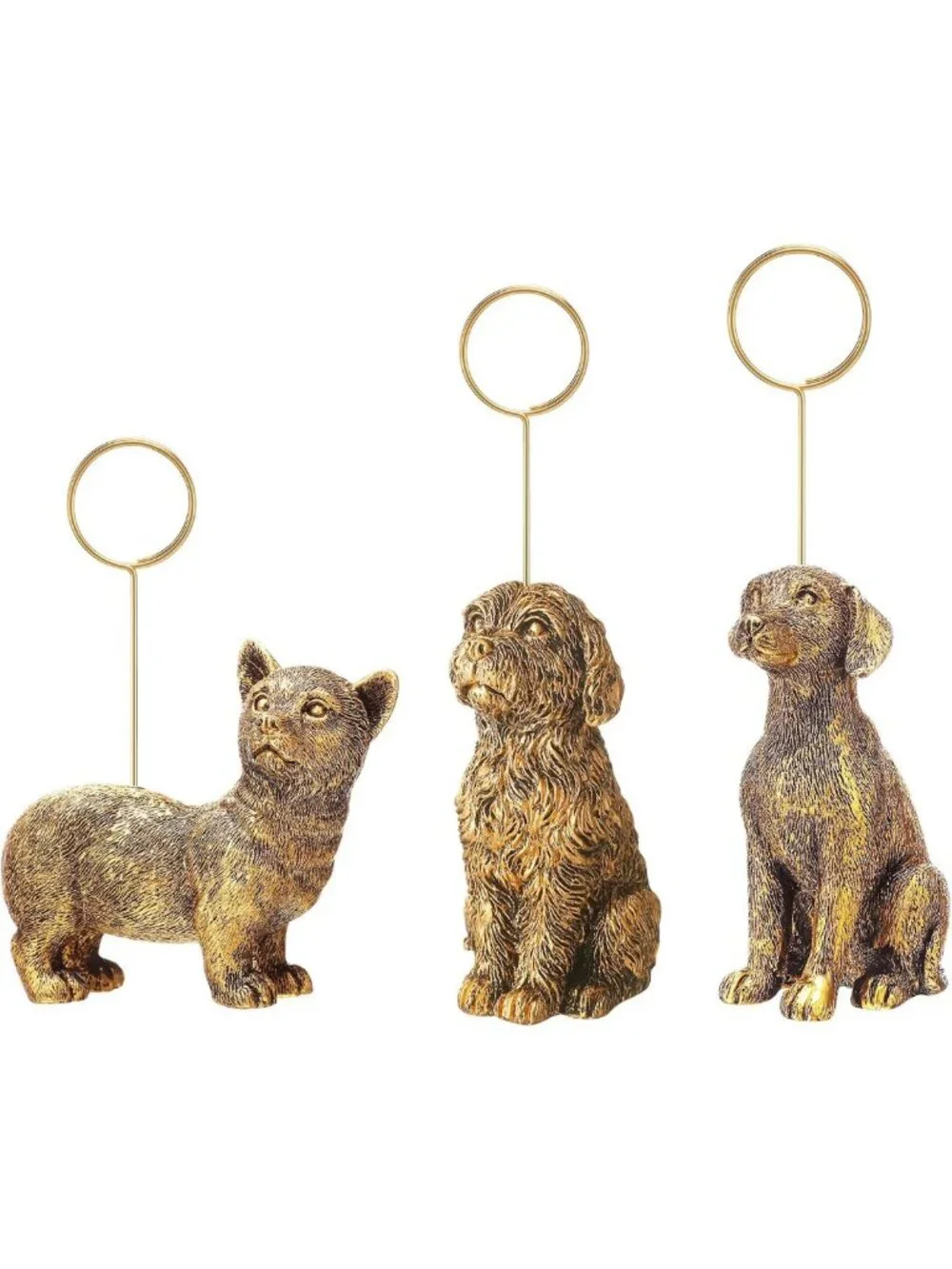 Set of 3 Resin Animal Photo Clip Holders - Pet Shape Picture Frames for Desk
